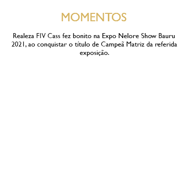 MOMENTOS Realeza FIV Cass fez bonito na Expo Nelore Show Bauru 2021, ao conquistar o título de Campeã Matriz da referida exposição.